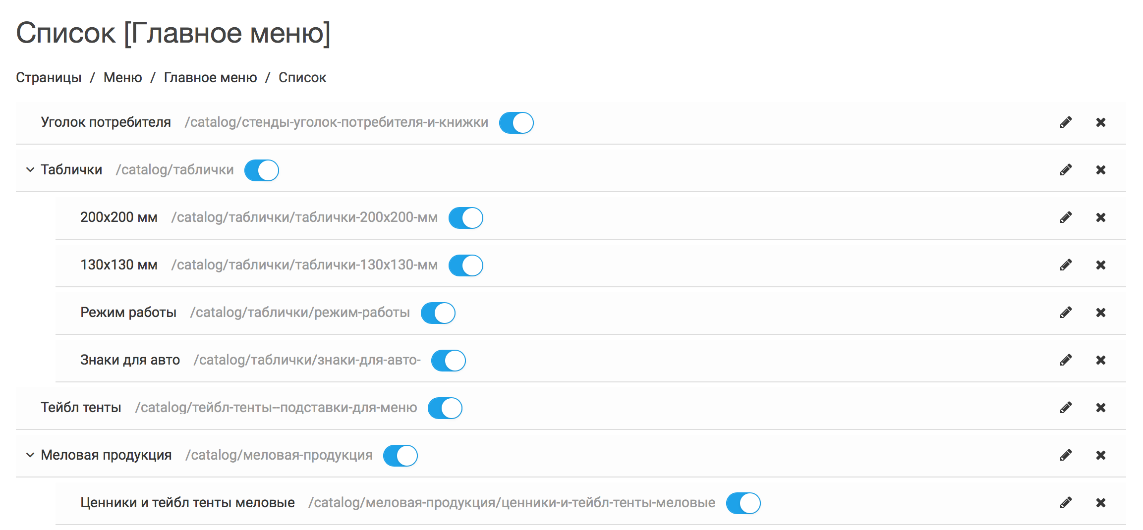 Пример многоуровневого сортируемого списока