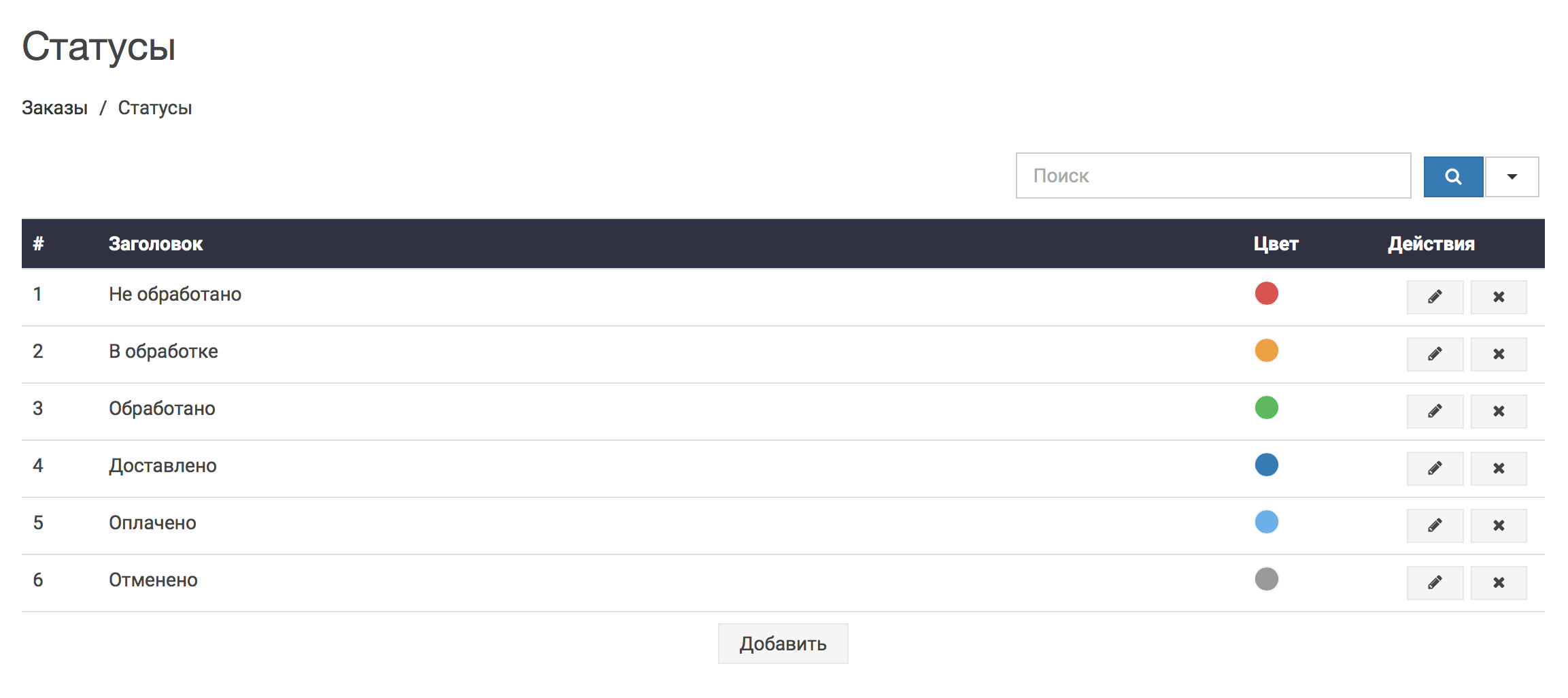 Статусы заказов
